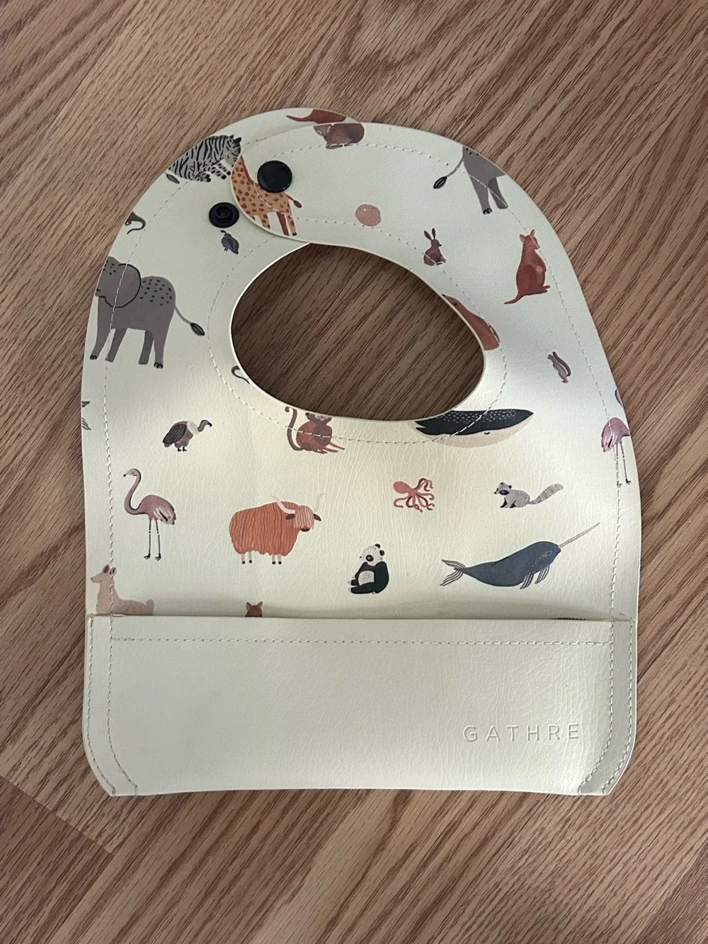 Gathre Vegan Leather Tan Animal Themed Bib